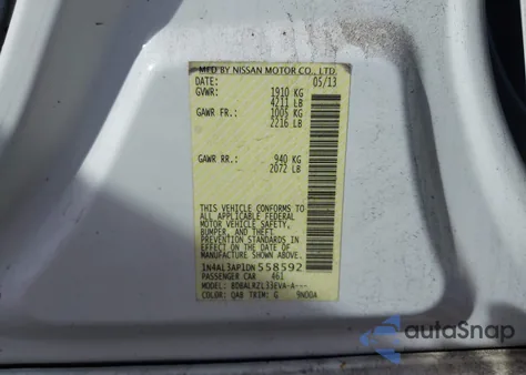 2013 Nissan Altima 2.5 S из США, поврежденный, VIN 1N4AL3AP1DN558592